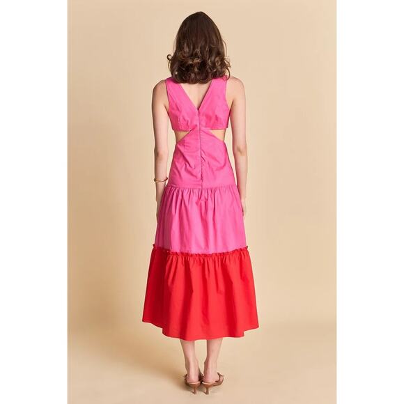 Endless Rose Women's Twist Cut Out Color Block Maxi Dress In‎ Fuchsia Size Small - Picture 2 of 8